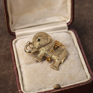 Vintage Gold Delta Elephant Brooch (Trunk Up)