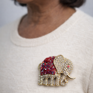 Vintage Elephant Rhinestone Brooch