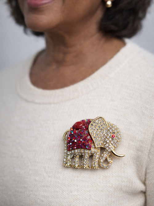 Vintage Elephant Rhinestone Brooch
